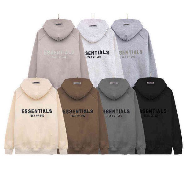 

brand fog autumn and winter essentials double thread plush sweater back letter printing glue patch bag jacket classic winter warm men's, Black