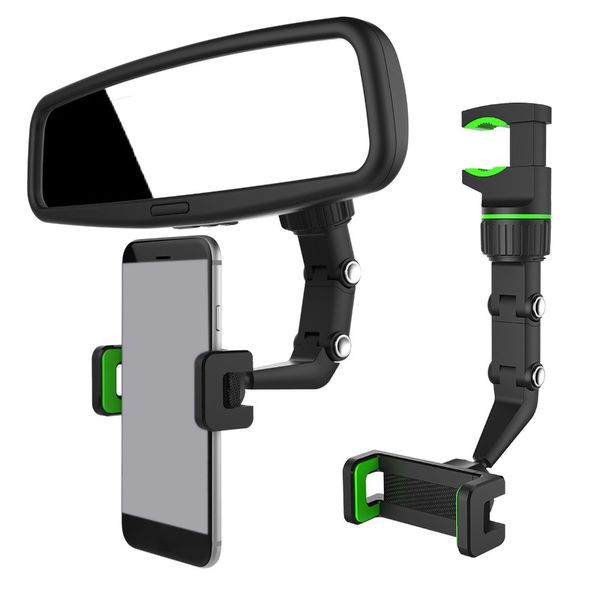 Supporto per telefono per specchietto retrovisore per auto Supporti universali multifunzionali Ruota di 360 gradi Specchi retrovisori Supporto per sospensione per staffa GPS per smartphone