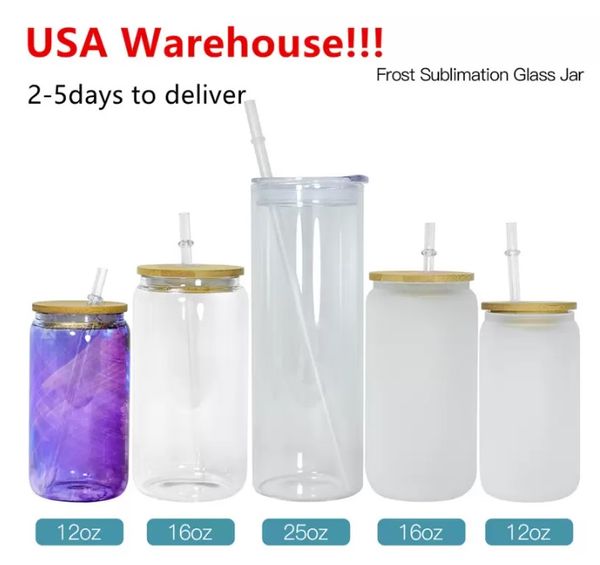 

12oz 16oz sublimation glass beer mugs can shaped glass cups beer can glass tumbler drinking glasses beer glasses with bamboo lid