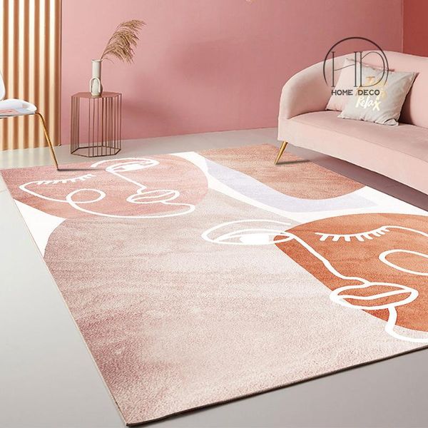 Tapetes rosa de luxo de luxo de luxo sala de estar com mesa de café de cabeceira tapetes de piso geométrico de retângulo moderno matscarpets carpetscarpets