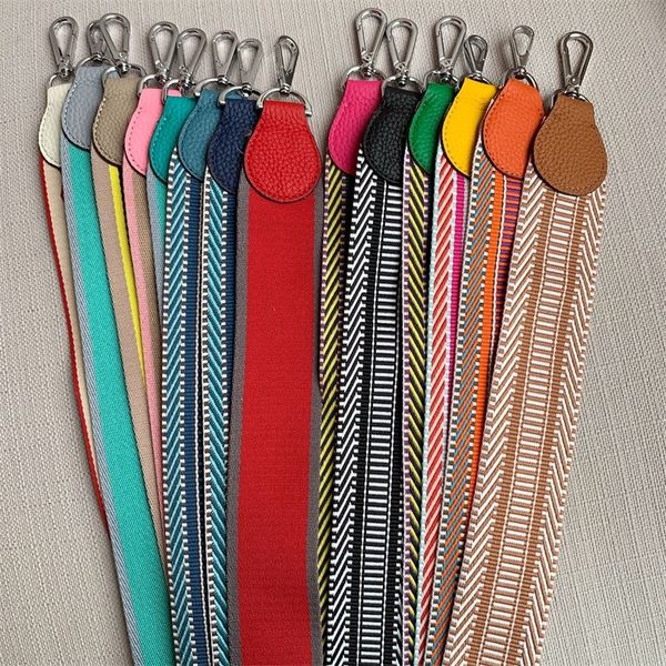 

famous designer canvas genuine leather wide shoulder strap fashion bag replacement belt handbag accessories 100cm long 220426, Black