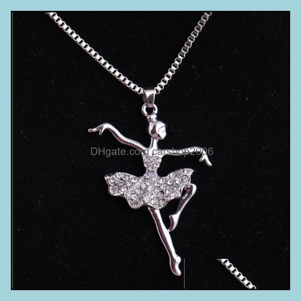 

pendant necklaces pendants jewelry sier necklace crystal ballet for women girl party fashion wholesale drop delivery 2021 rukc4, Silver