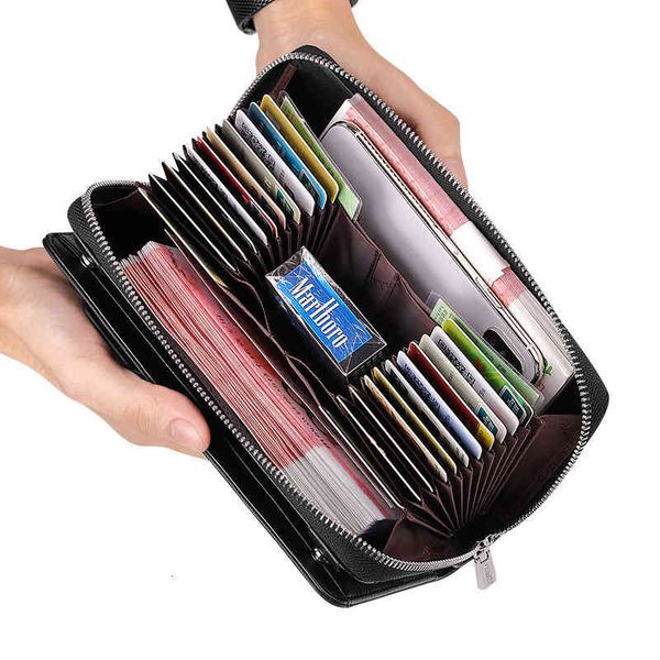 

wallets bags emperor paul men's leather anti-theft card swiping bag multifunctional wallet multi driver's license handbag fashion, Red;black
