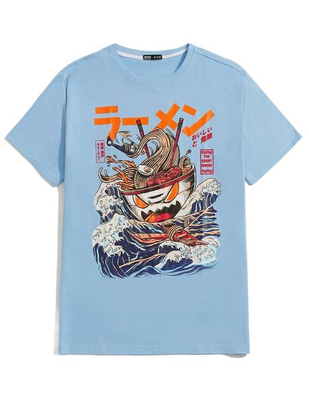 

romwe x ilustrata guys ramen print tee r3rt#, White;black