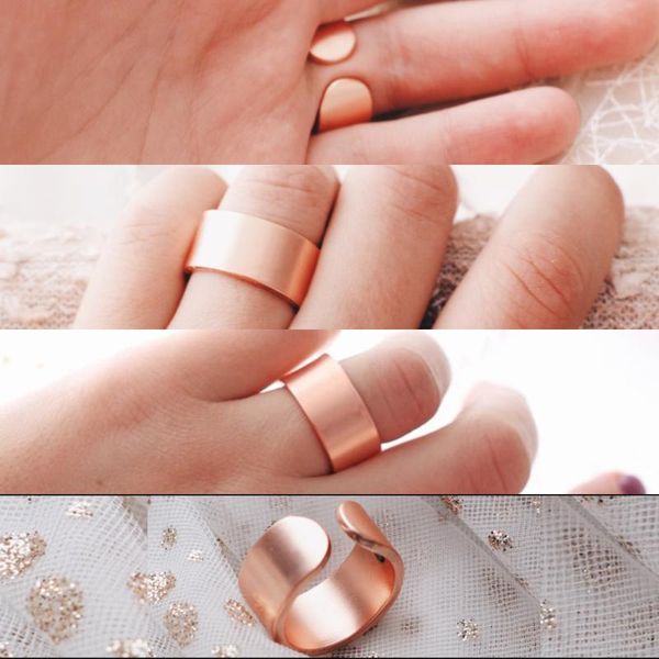 

cluster rings adjustable copper magnetic health energy metal open cuff ring man 9mm arthritis matte finger for men christmas gift, Golden;silver
