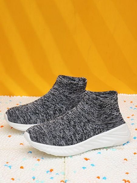 

boys knit detail sock sneakers she04, Black