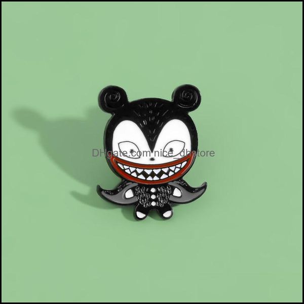 

pins brooches jewelry new cartoon punk dark cloak ghost clown big mouth mouse enamel animation character pin child denim clothes lapel pend, Gray