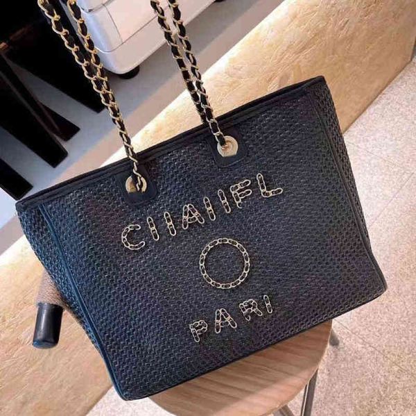 

luxury brand fashion beach bags large ch linen woven women evening handbag straw knitting shoulder portable designer classic female big shop