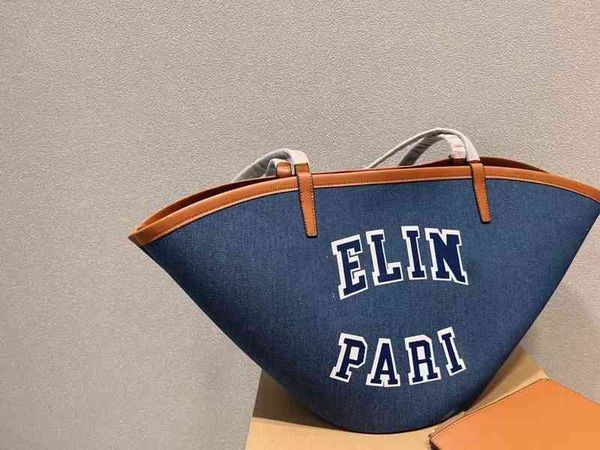 

new large capacity denim shopping bag letter canvas tote portable luxury designer handbag purse shoulder cossbody bags wallet