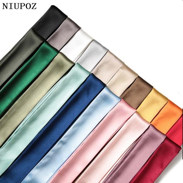 

fashion twill emulation silk solid bag scarf women small ribbon handbag hair long shawl bandana luxury head, Blue;gray