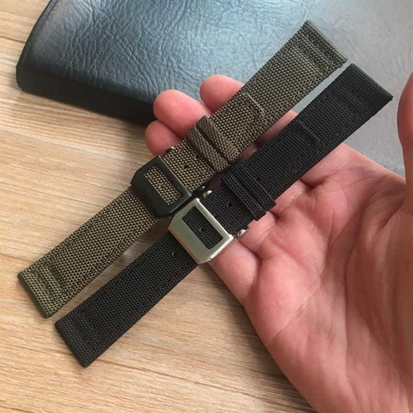 

merjust 20mm 21mm 22mm green black nylon leather watch strap canvas watch band for iwc portugieser chronogra mark bracelet h0915174v, Silver