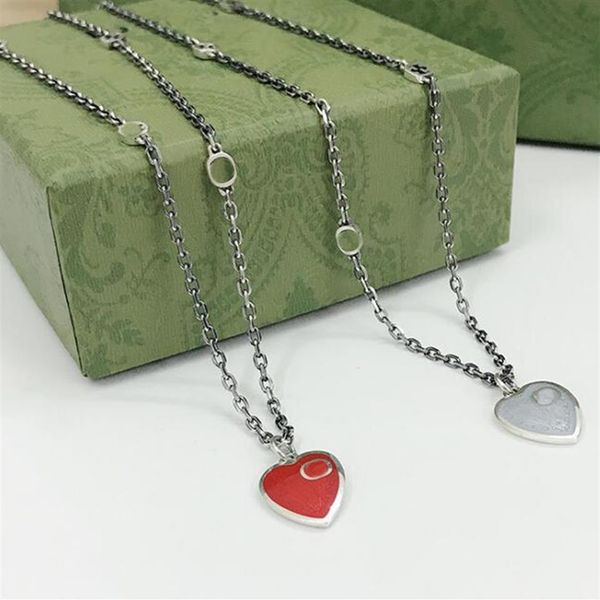 

designer necklace europe america fashion style lady engraved letter 925 sterling silver necklaces with enamel single heart pendant3000