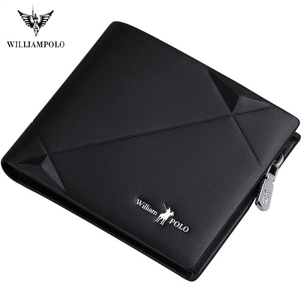 

williampolo short wallet mens slim credit card holder bifold genuine leather multi card case cowhide ultra-thin zipper wallet, Red;black