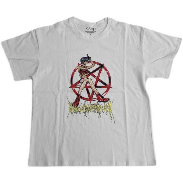 

men's t-shirts playboi carti co branded awge two dimensional tee short sleeve t-shirt high street summer fashion, White;black