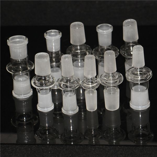 10 Stile Raucherzubehör Klarglasadapter männlich weiblich 14 mm 18 mm Gelenkschleifmund Glasbong-Adapterkonverter für Wasserpfeifen Schiebeschalen