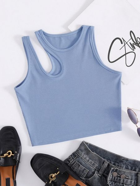 

cut out rib-knit crop tank 36g5#, White