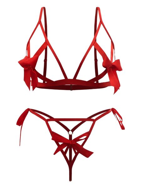 

plus bow front cut out lingerie set t496#, Black;white