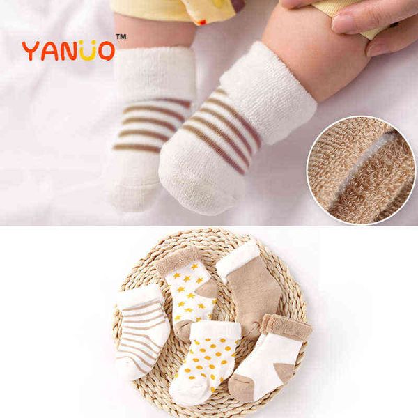 

5pair autumn winter new baby pure cotton thick warm newborn children socks cute cartoons turn over for 0-3 years l220716, Pink;yellow