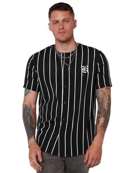 

men striped & letter graphic shirt 95dh#, White;black