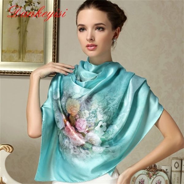 

dankeyisi 100% mulberry long scarf women silk scarf luxury brand scarf shawl silk scarves long printed shawls beach cover-ups 220817, Blue;gray