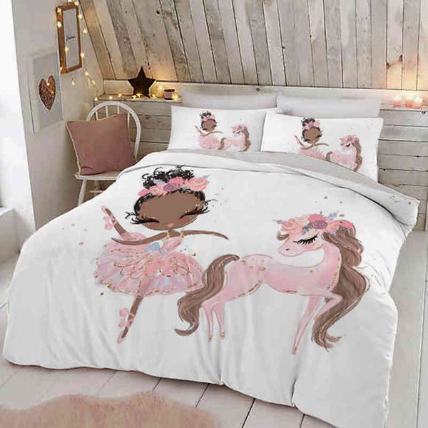 Adorável Conjunto de roupas de cama para crianças princesas 150x200 Castle Toupet Capa Cama de travesseiros para meninas Twin Size single Quilt 200x200