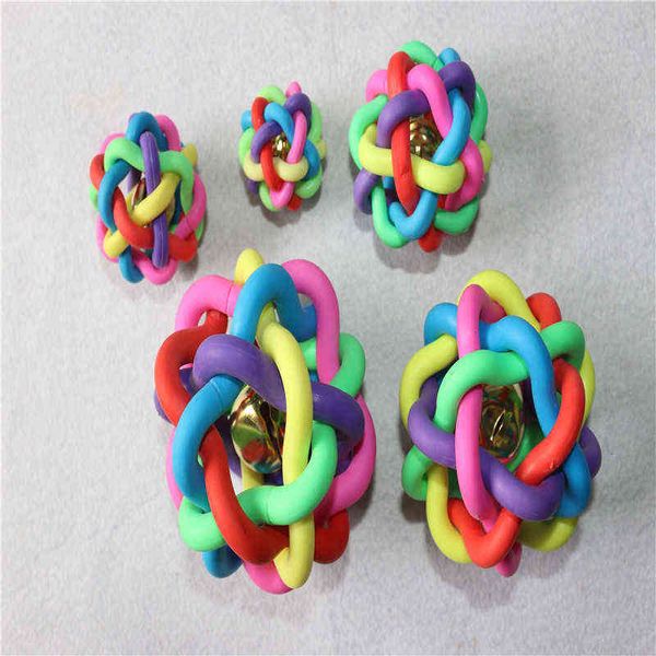 

bell ball colorful bell woven ball tpr dog toy sound bite resistant pet products