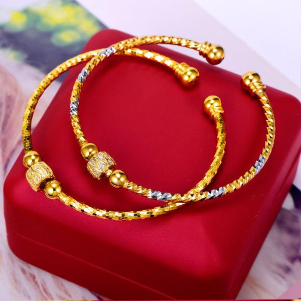 Bangle Micro Pave Zircon Bead Bracelet Gold Color/ 2 Tone India Middle East Fashion Dewelrybanglebanglebangle