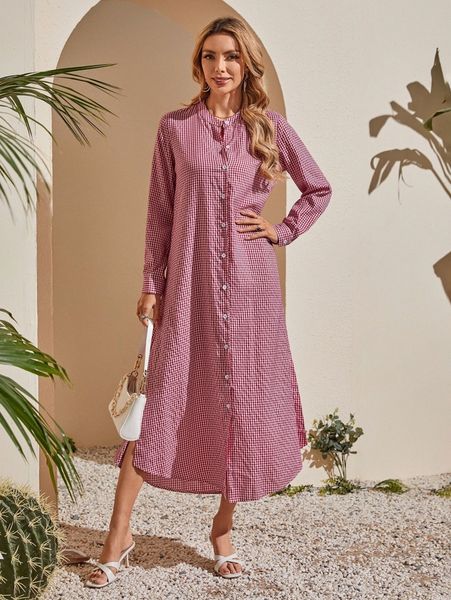 

emery rose gingham button front shirt dress v4sz#, Black;gray