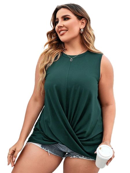 

plus twist hem tank j34t#, Black