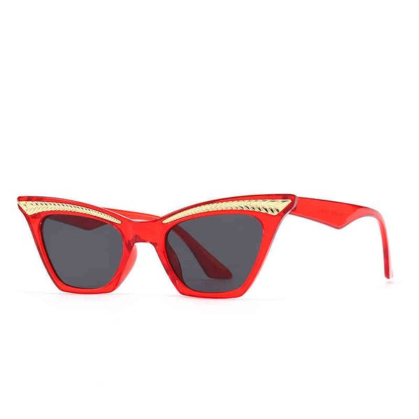

2022 spring cat's eye eyebrow decorative sunglass modern charm narrow frame glass sunglass 961, White;black