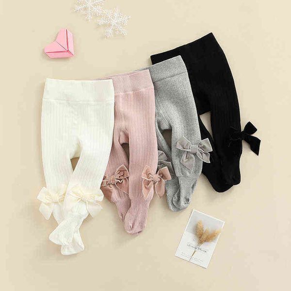 Inverno Neonate Panty Warm Leggings spessi Calze Bow Panty Cotone lavorato a maglia Calza per bambini Accessorio per bambini J220621