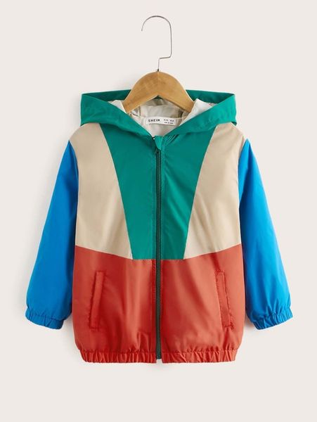 

toddler boys colorblock zip up hooded jacket she01, Blue;gray