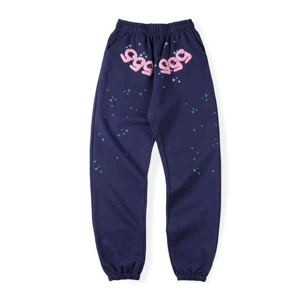 

blue sp5der young thug 555555 sweatpants men women 1:1 high street quality graffiti joggers drawstring trousers streetwear, Black