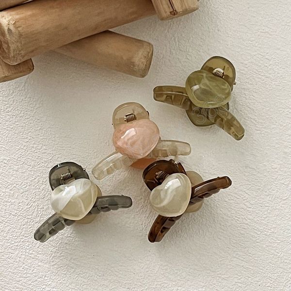 

korean mini acrylic three-dimensional love bangs clip hair claw for woman jelly color hairpin hair accessories headwear barrette, Slivery;white