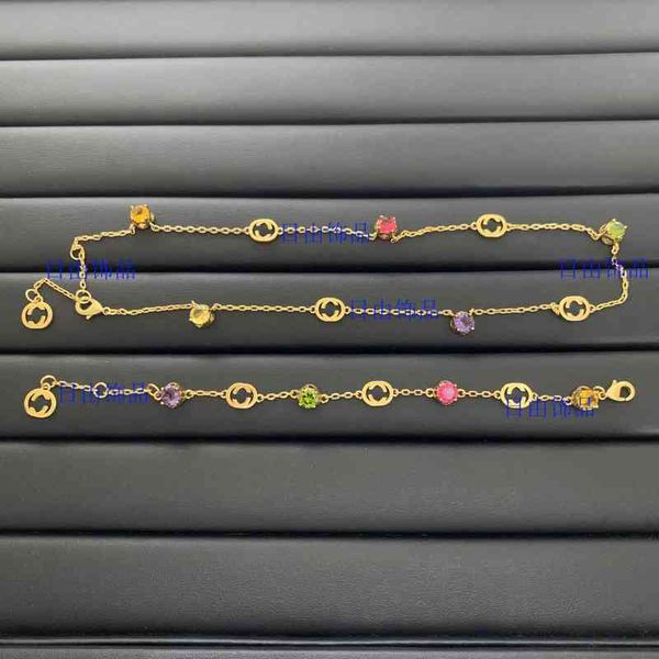 

necklace new letter diamond color matching sweater chain bracelet women's fashion jewelry, Silver