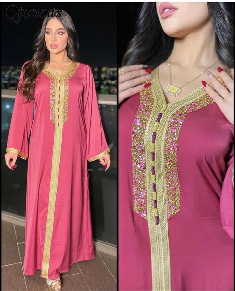 

eid mubarak abaya dubai turkey muslim dress islam ramadan abayas dresses for women caftan kaftan robe musulmane longue femme, Red
