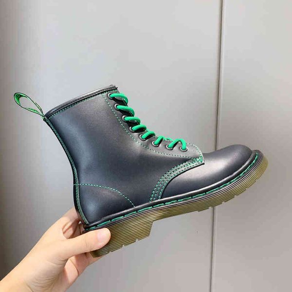 

boots autumn winter lace up cowhide student martin boots women's fashion personality 8-hole british style thick soled short trend 0dyv, Black