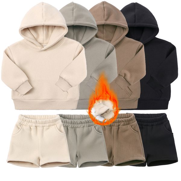 2 pezzi ragazzini vestiti per ragazze tuta abiti set top felpe con cappuccio felpa pantaloncini elastici pantaloni per bambini causali abiti tuta