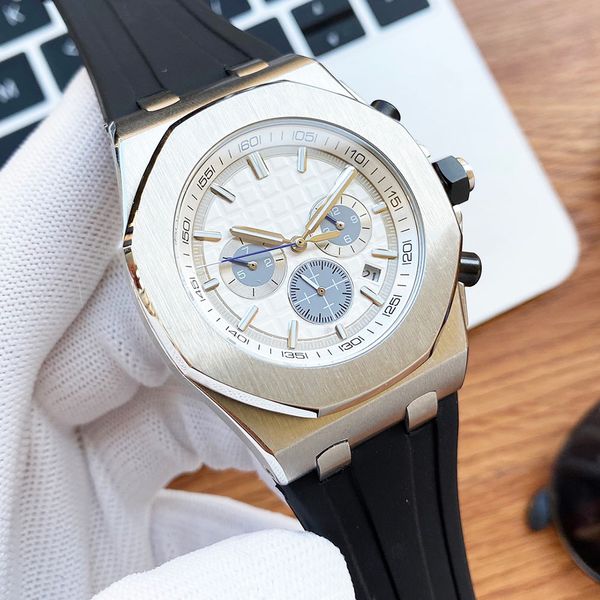 

mens watch automatic mechanical watches 43mm fashion business wristwatch rubber strap montre de luxe, Slivery;brown