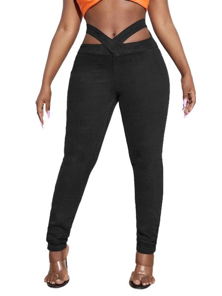 

sxy cut out waist zip back skinny jeans u8aa#, Blue