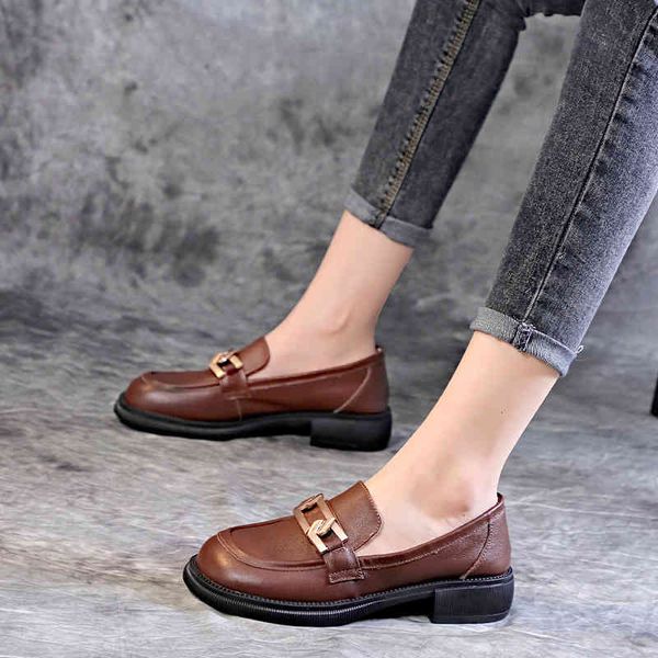 

dress shoes the first layer of cowhide british style small leather shoes for women in spring one foot lefu , versatile single 4eab, Black