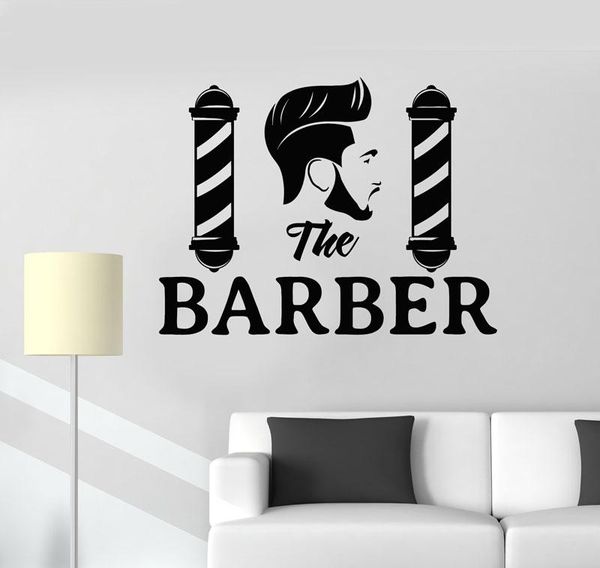 Adesivos de parede Applique Hairstyle Boy Barber Shop Boutique Decorativa Moda Men's Haircut Mf16wallwall