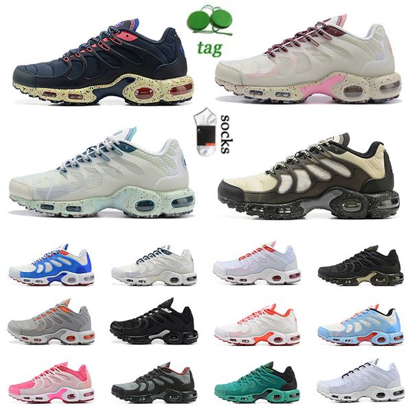 

og cushion tn plus terrascape running shoes with socks tnplus navy blue pink beige mint green sail sea glass black barely volt men womens am