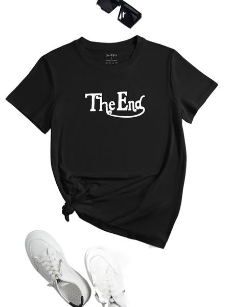 

letter print round neck tee a9g2#, White