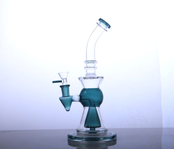 Bong in vetro narghilè da 10 pollici con gorgogliatore a cono perc Fumo di pipa ad acqua in vetro CLASSIC verde blu Opzione colori grigi