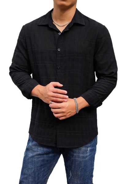 

men plaid button front shirt v53u#, White;black