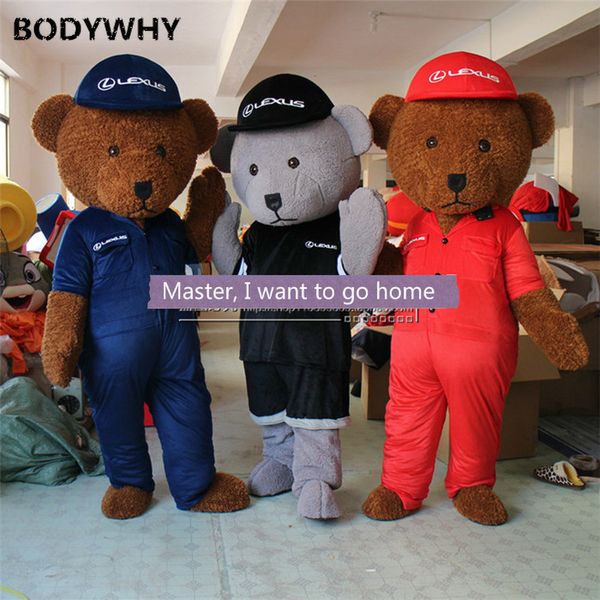 

mascot doll costume bear cartoon doll clothing auto show publicity show doll walking grizzly bear headgear costumes mascots custome novelty, Red;yellow