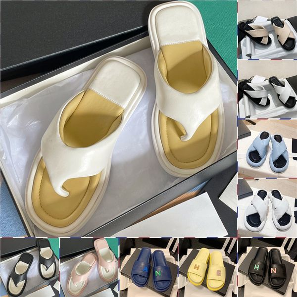 

luxury c designers flip-flops slippers women sandals flat cross-strap mule pillow soft sheepskin insole summer thick slides beach size 35-40, Black