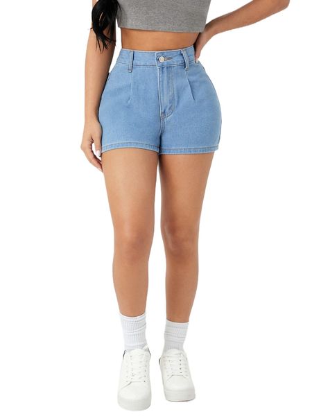 

petite high waist washed denim shorts i9qp#, White;black