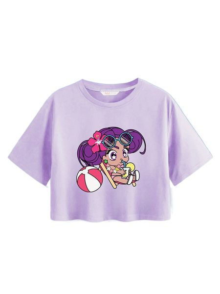 

romwe x mvtrtk cartoon graphic crop tee 6611#, White